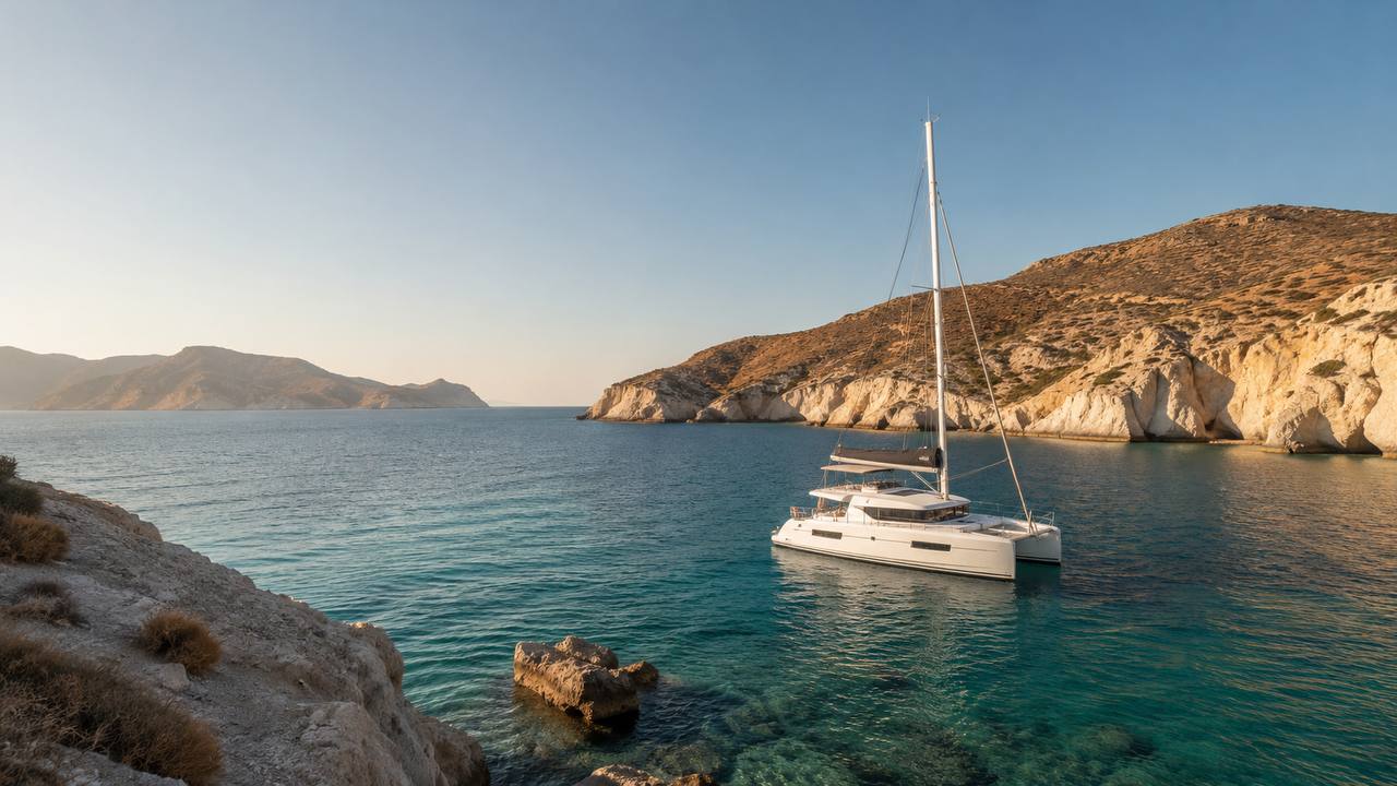 Catamaran au mouillage